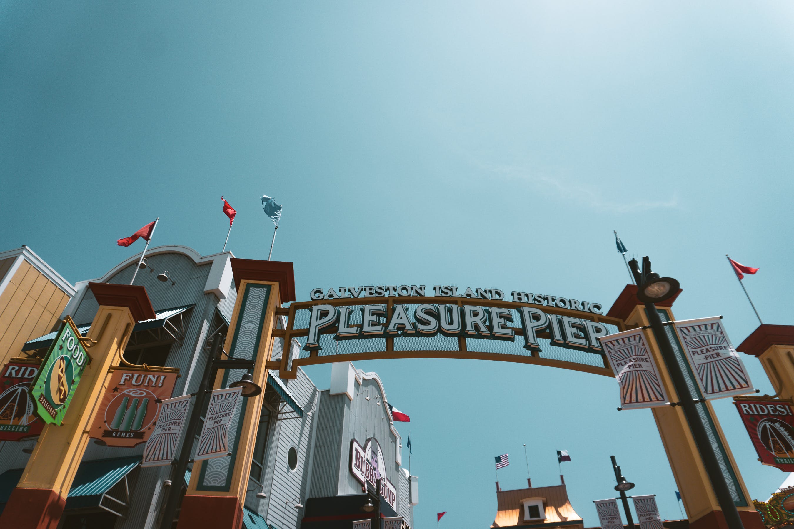 Pleasure pier featuring bubba gump shrimp in galveston